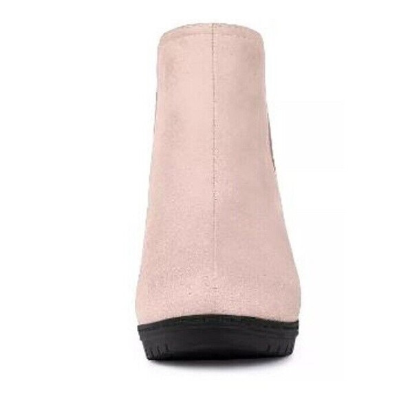 Allegra K Chelsea Ankle Boot NWOB Pink Faux Suede Round Toe Block Heels 7 - Picture 2 of 11